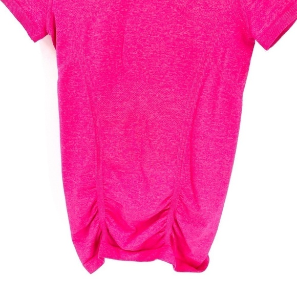 Athleta Fastest Track Shirt Tee Seamless Ruched Top Pink 438563 - Picture 4 of 6